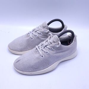 Allbirds Wool Runner Lace Up Athletic Running Shoe Womens Size 8 Gray White